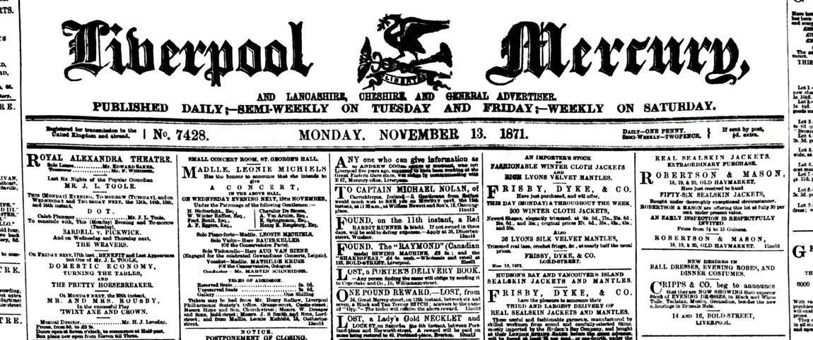 Liverpool Mercury masthead